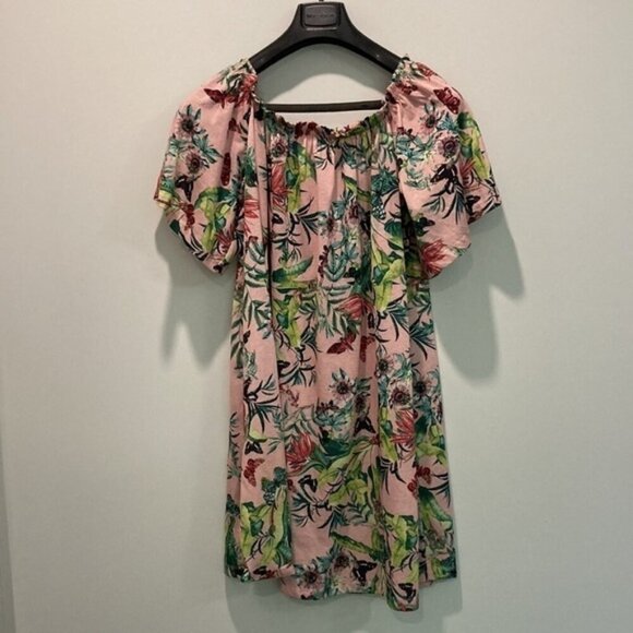 H&m Tropical Pink Off The Shoulder Dress - Picture 4 of 13